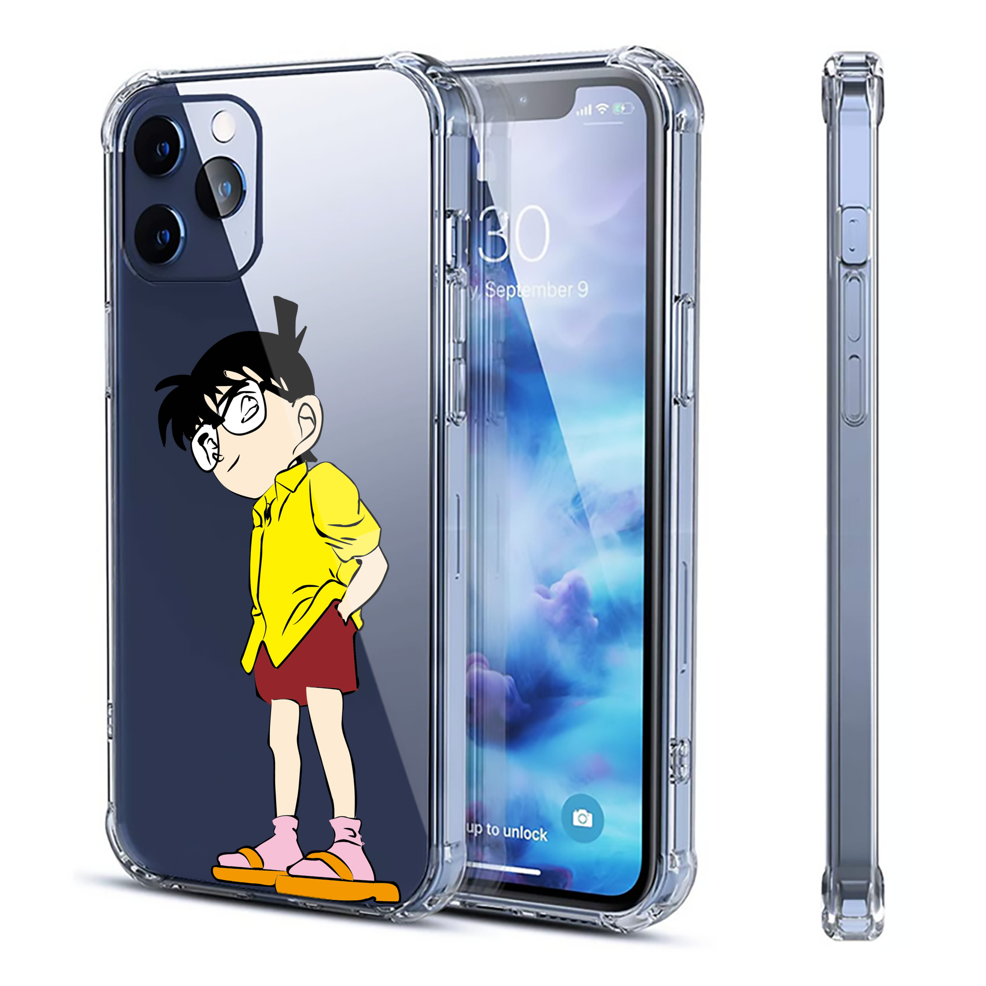 （画像用） 名探偵コナン 江戸川 コナン Detective Conan Conan Edogawa 【iPhone 12シリーズ対応】透明スマホケース（クリアソフトケース）